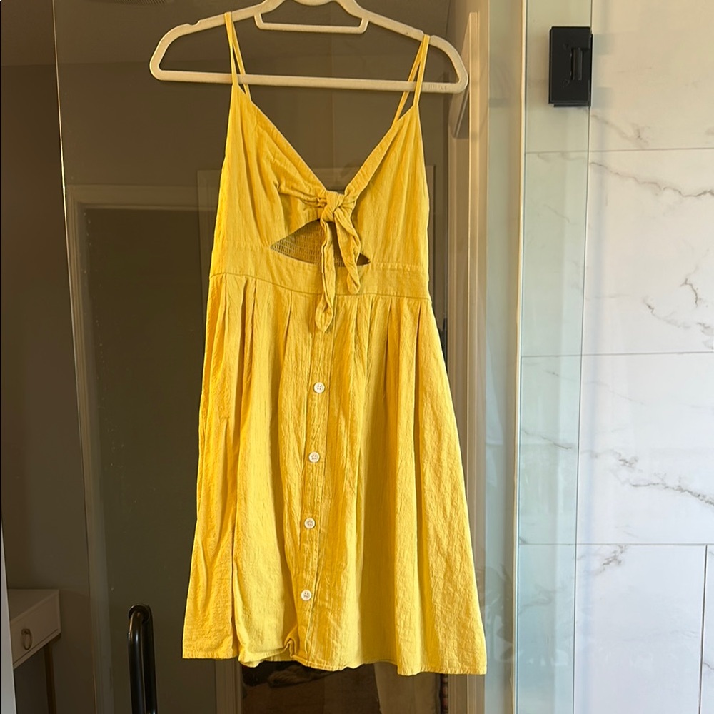 Yellow Button-Down Mini Dress